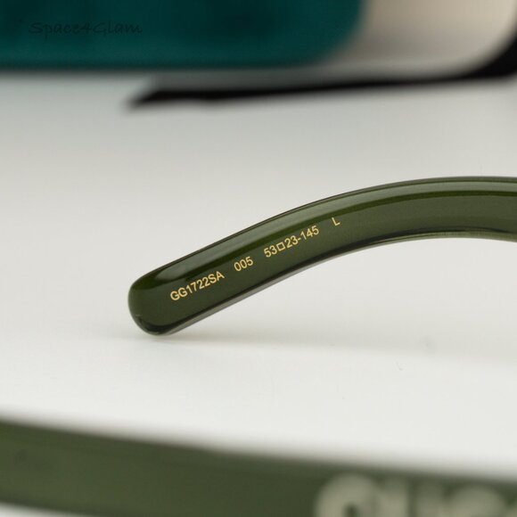 BRAND NEW Gucci GG1722SA 005 Transparent Dark Green Grey Unisex Oval Sunglasses - Picture 6 of 9